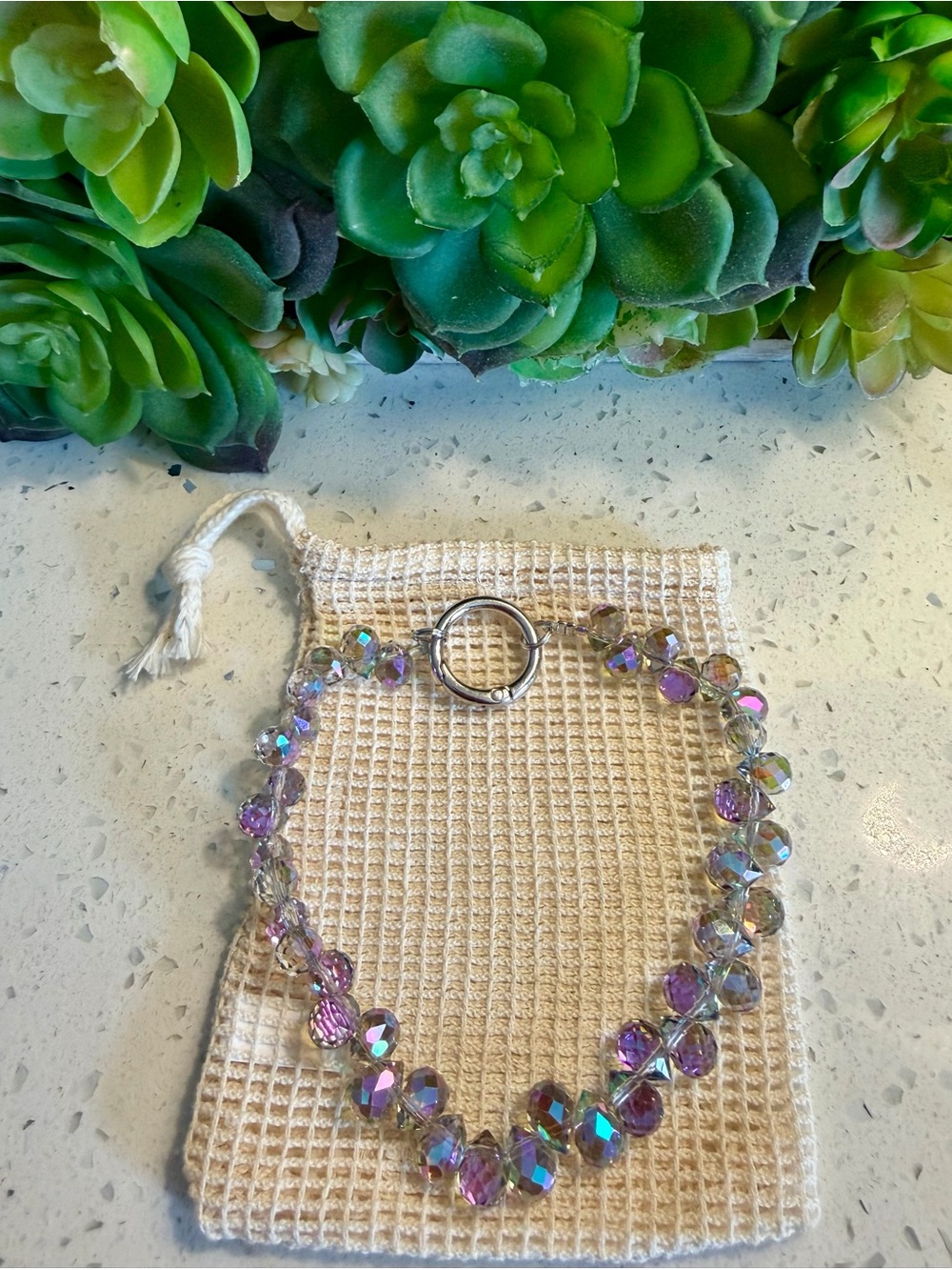 Crystal Bead phone wristlet  in Purple